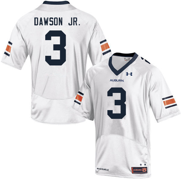 Men #3 Tar'Varish Dawson Jr. Auburn Tigers College Football Jerseys Sale-White - Click Image to Close